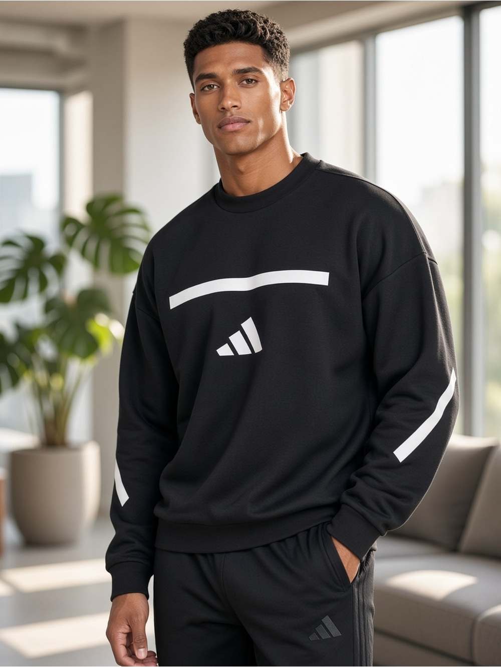Adidas Men’s Black Oversized Z.N.E. Sportswear Sweatshirt-MEDIUM🖤NWT✨